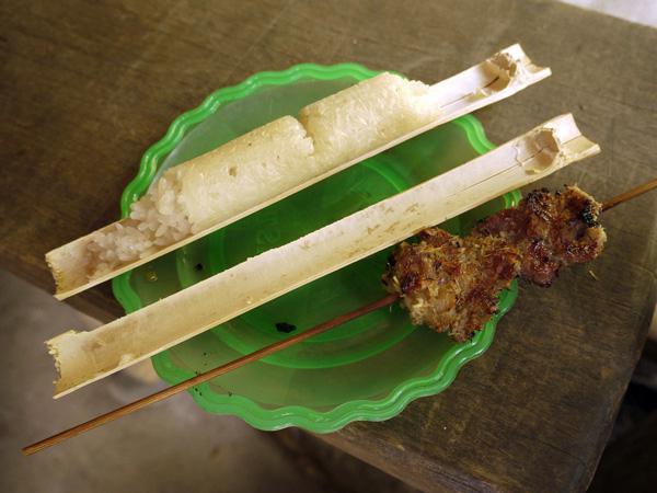 Traditional Sapa bamboo tube rice