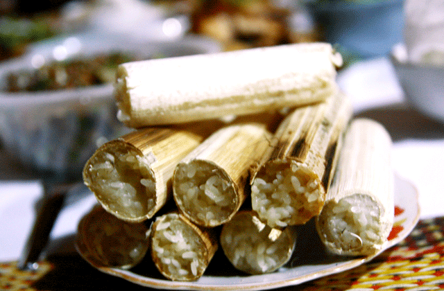 “Lam” rice ( Bamboo cooked rice)